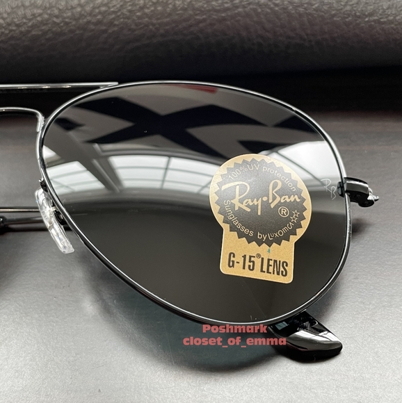 Ray-Ban Aviator Black Lenses RB3025 Black Frame 58 - 62 NEW Unisex main image 5